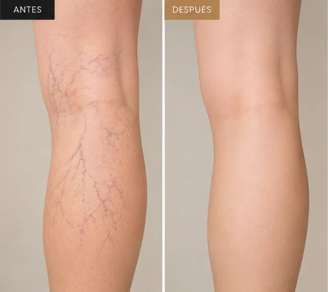 Resultado antes y después de Escleroterapia para Varices en SkinClinic Madrid