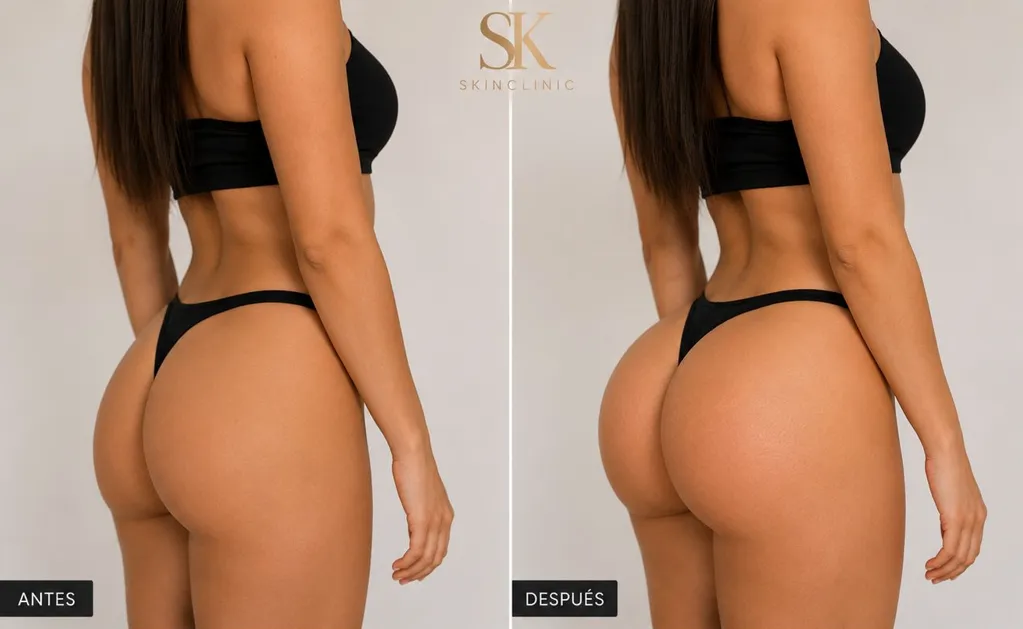 Resultado antes y después de Aumento de Glúteos en SkinClinic Madrid