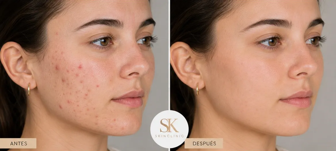 Resultado antes y después de IPL para Acné y Marcas en SkinClinic Madrid