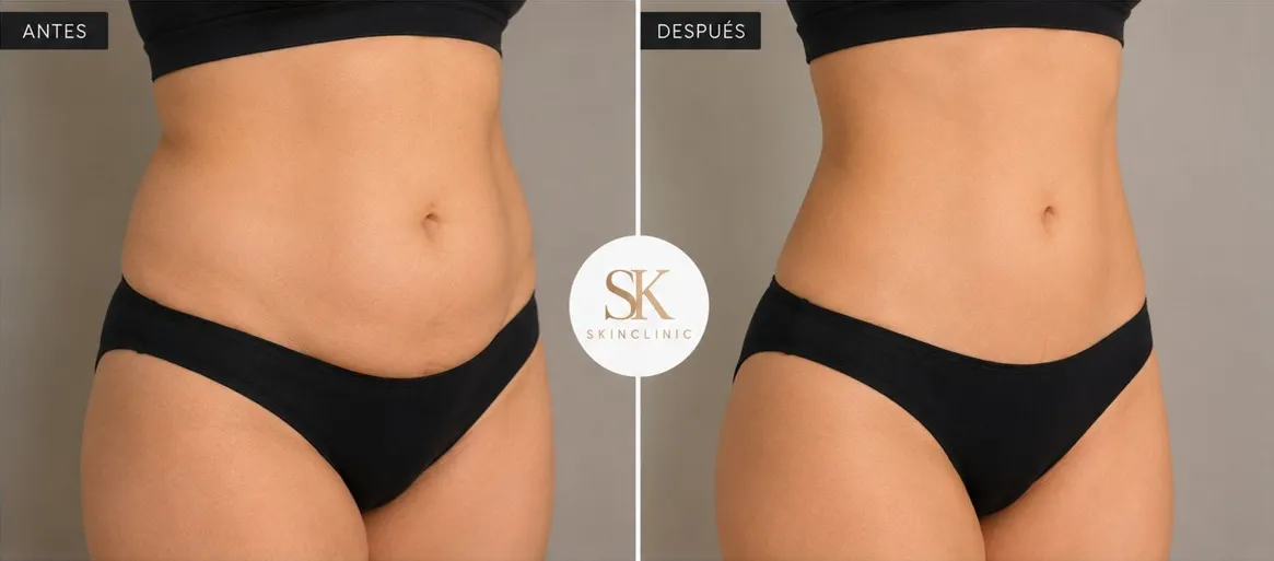 Resultado antes y después de Lipólisis Corporal en SkinClinic Madrid