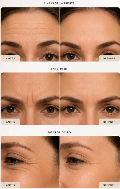 Resultado antes y después de Neuromoduladores en SkinClinic Madrid