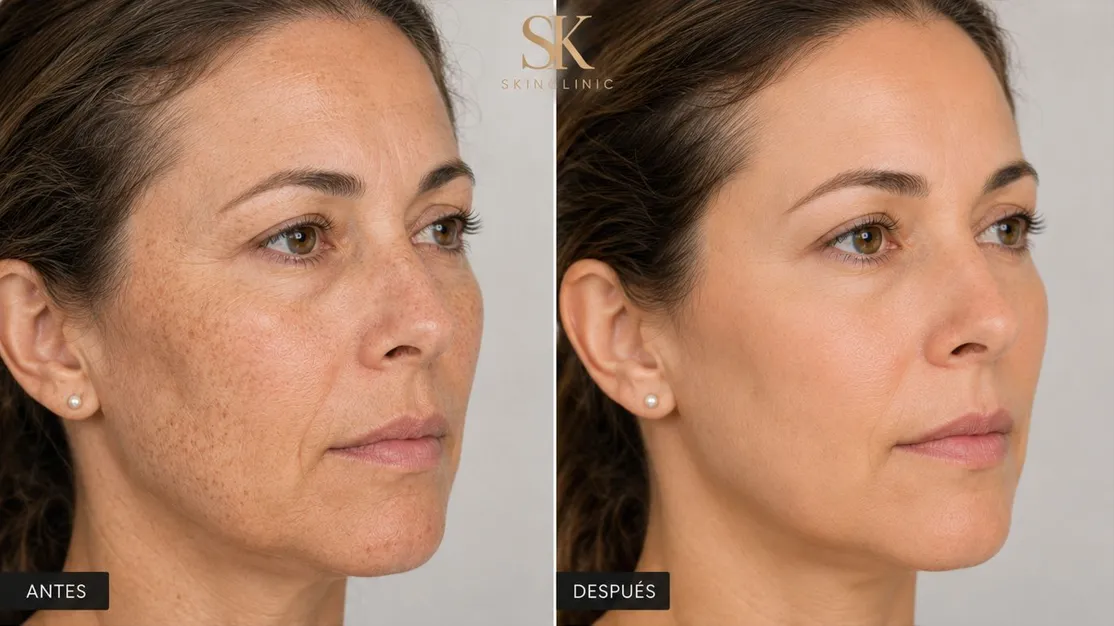 Resultado antes y después de Rejuvenecimiento Láser IPL en SkinClinic Madrid